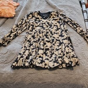 Anthropologie Black and Cream Patterned Top